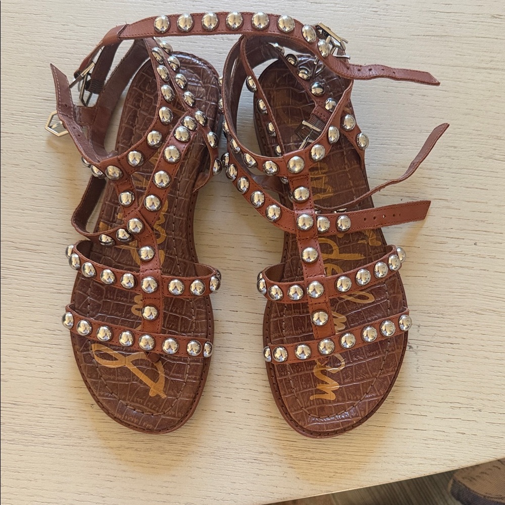Sam Edelman Studded Brown Gladiator Sandals